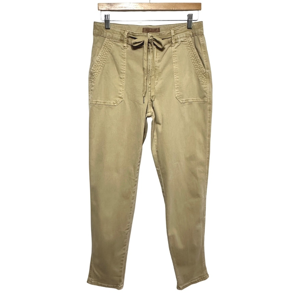 Judy Blue High Waist Khaki Denim Jogger Pants Womens 11/30 Casual Cargo Utility